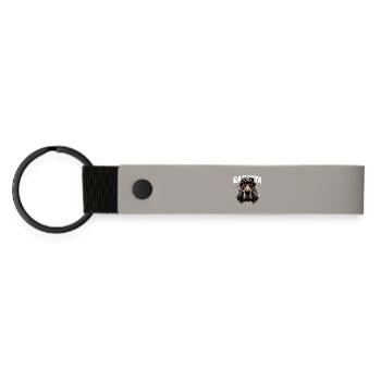 Bloodhound Gangsta Gangster Hund Geschenk - Matte PU Schlüsselanhänger - Hellgrau - Vorne