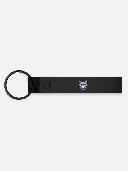 Britisch Kurzhaar Katze - Matte PU Schlüsselanhänger - Schwarz