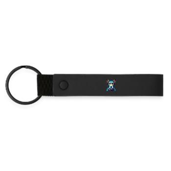 Fox Terrier Smooth Dog Breed Cartoon Kawaii - Matte Pu Keyring - black - Front