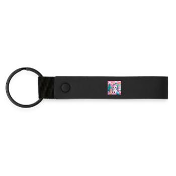Unicorn Kittens - Matte Pu Keyring - black - Front