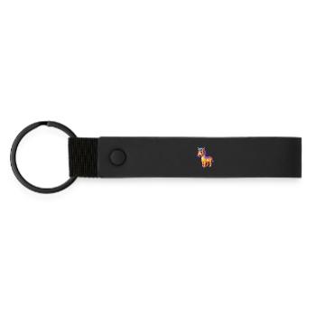 Zebra Colorful Kawaii Cartoon Character Clipart - Matte Pu Keyring - black - Front