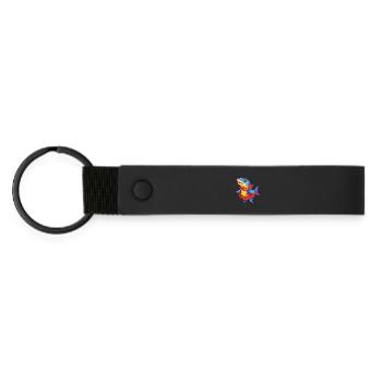 Frilled Shark Colorful Kawaii Cartoon Sea Animal - Matte Pu Keyring - black - Front