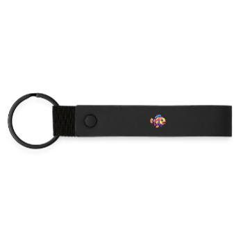 Clownfish Colorful Kawaii Cartoon Sea Animal - Matte Pu Keyring - black - Front