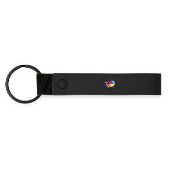 Blauwal Bunt Kawaii Cartoon Meerestier - Matte PU Schlüsselanhänger - Schwarz - Vorne