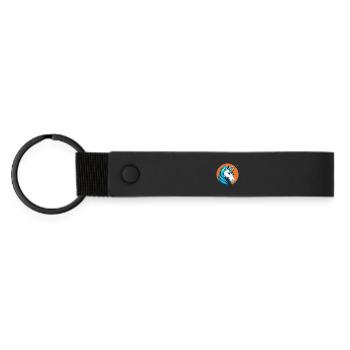 Licorne mignon drôle Kawaii dessin animé animal de compagnie logo - Porte-clés en PU mat - noir - Devant
