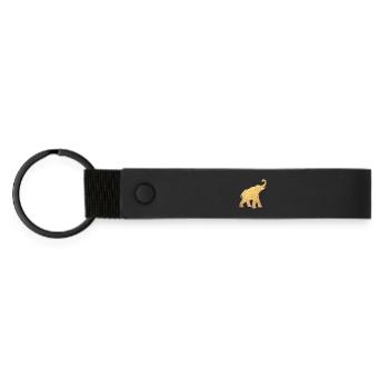 Yoga Elephant India Gold Luxury Mediation Energy - Matte Pu Keyring - black - Front