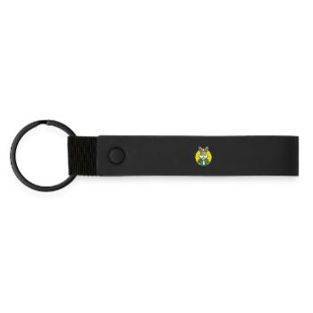 Lapin mignon Kawaii dessin animé Clipart Animal de compagnie - Porte-clés en PU mat - noir - Devant