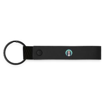 German Longhaired Pointer Dog Breed Cartoon Kawaii - Matte Pu Keyring - black - Front