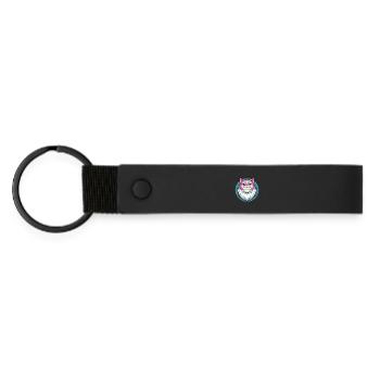 British Longhair Cat Breed Cartoon Kawaii Animal - Matte Pu Keyring - black - Front