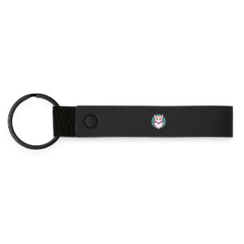 Ginger Longhair Cat Breed Cartoon Kawaii Animal - Matte Pu Keyring - black - Front