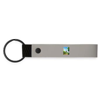 Paris France Travel Poster Souvenir Postcard Paint - Matte Pu Keyring - light grey - Front