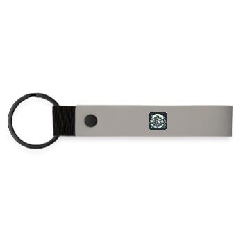 Barsch Natur Angler Design - Matte PU Schlüsselanhänger - Hellgrau - Vorne