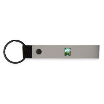 Kuala Lumpur Malaysia Travel Poster Souvenir WPA - Matte Pu Keyring - light grey - Front