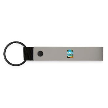 Dominican Republic Caribbean Travel Poster Card - Matte Pu Keyring - light grey - Front