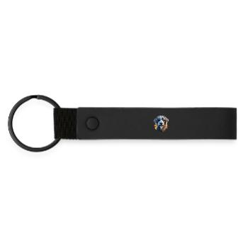 Wolfshund mit Sonnenbrille - Matte PU Schlüsselanhänger - Schwarz - Vorne