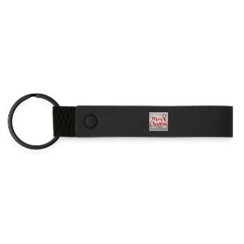 Merry Christmas Reindeer Glitter Script - Matte Pu Keyring - black - Front