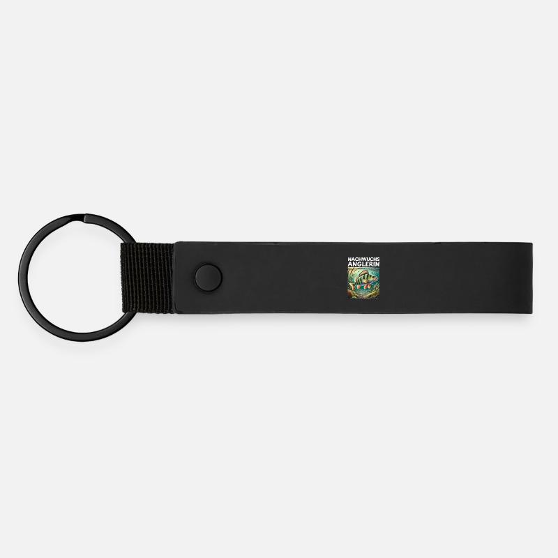 Young Female Angler Perch Angler Motif - Matte Pu Keyring - black