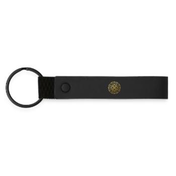 Goldenes Mandala - Matte PU Schlüsselanhänger - Schwarz - Vorne
