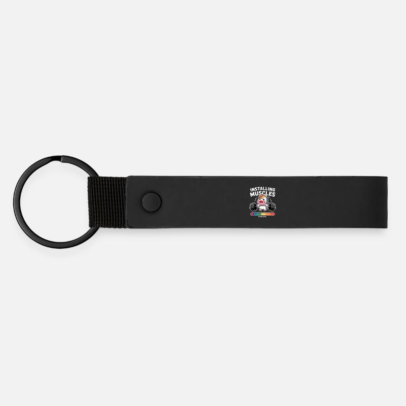 Unicorn Lifts Weights Loading - Matte Pu Keyring - black