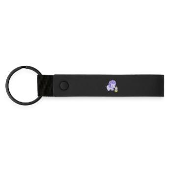 Dinosaur mom with child - Matte Pu Keyring - black - Front