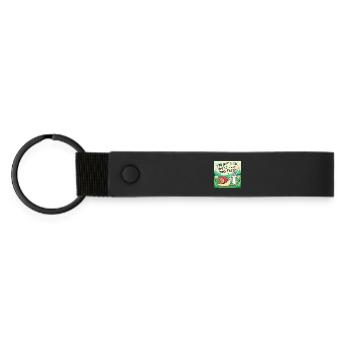 A rabbit and a snail "Slow and Fast" - Matte Pu Keyring - black - Front