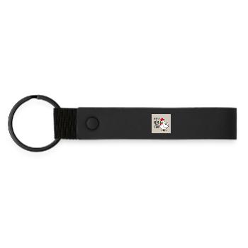 Comic Chicken « Essayer de faire ça » - Porte-clés en PU mat - noir - Devant
