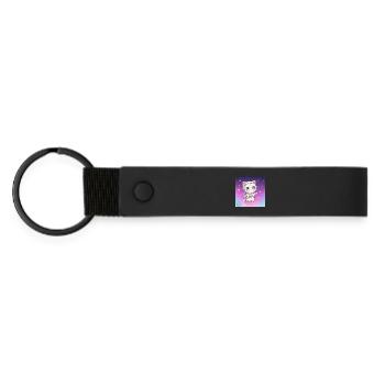Astronaut kitten - Matte Pu Keyring - black - Front