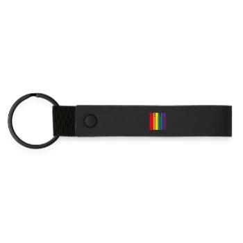 Berlin Rainbow Pride Gift - Matte Pu Keyring - black - Front