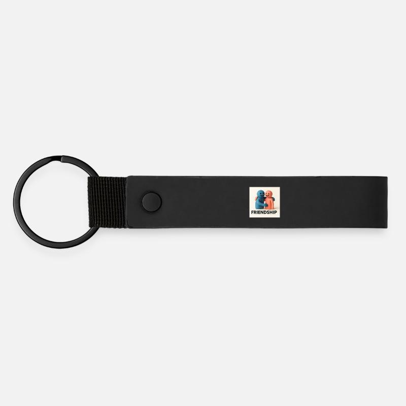 Figurines d’argile d’amitié attachante - Porte-clés en PU mat - noir