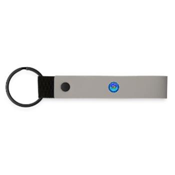 A sea otter wraps in kelp to sleep - Matte Pu Keyring - light grey - Front