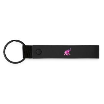 Elephant Yoga Pattern Color Watercolor Energy om Fan - Matte Pu Keyring - black - Front