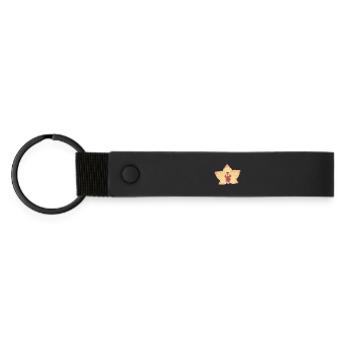 Elegante Orchidee Blume Illustration - Matte PU Schlüsselanhänger - Schwarz - Vorne
