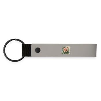 Elegant zart rosa Rosenblüte - Matte PU Schlüsselanhänger - Hellgrau - Vorne