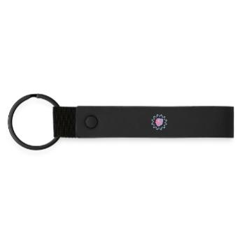 Maritime Mermaid with Floral Wreath - Matte Pu Keyring - black - Front