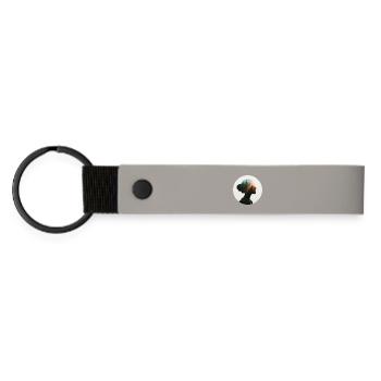 Nature-loving female motif - Matte Pu Keyring - light grey - Front