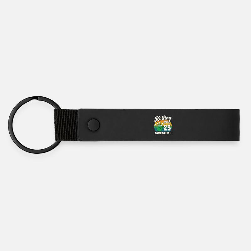 Rolling Into 25 with Retro Vibe - Matte Pu Keyring - black