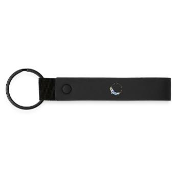 Couronne florale bleue, dorée, verte, personnalisable - Porte-clés en PU mat - noir - Devant