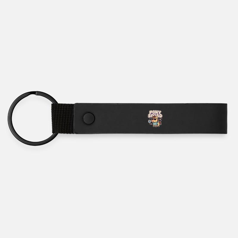 Conception de dessin animé Pony Squad - Porte-clés en PU mat - noir