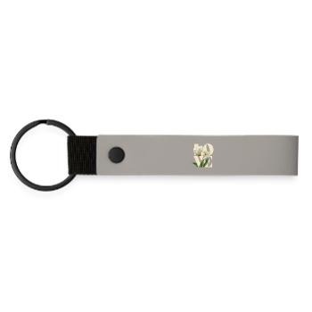 Elegantes cremefarbenes Tulpen-Blumendesign - Matte PU Schlüsselanhänger - Hellgrau - Vorne