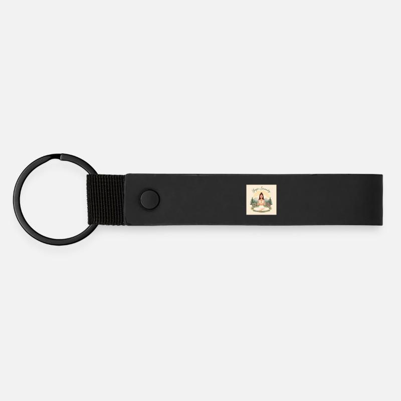 Yoga Sérénité Nature Design - Porte-clés en PU mat - noir