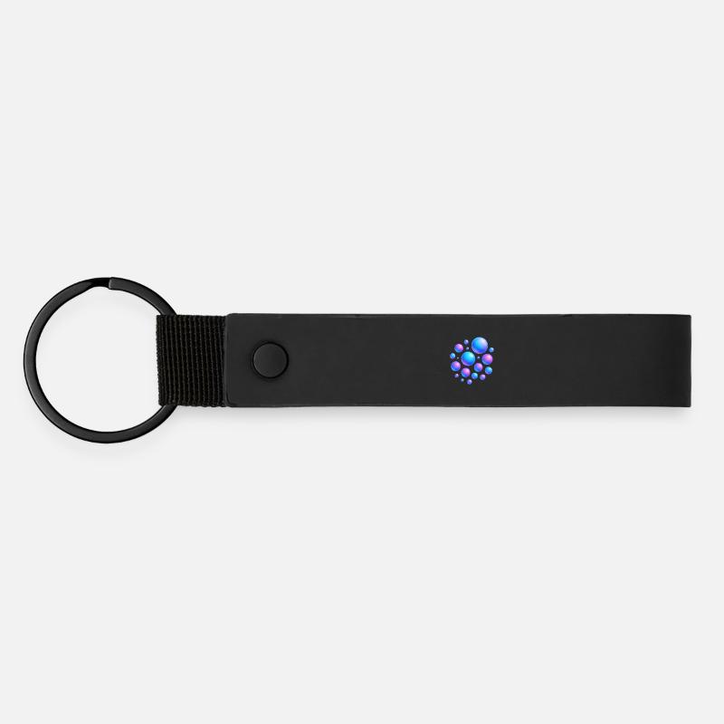 Iridescent bubbles neon colors - Matte Pu Keyring - black