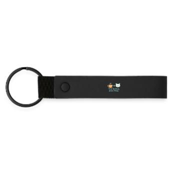 First coffee, then meow - Matte Pu Keyring - black - Front