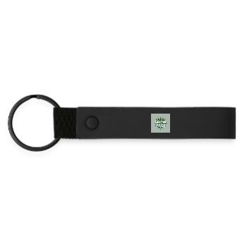 Grow Free Leaf Design - Matte Pu Keyring - black - Front