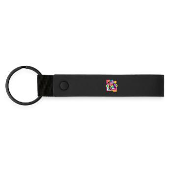 Kaleidoskopische Farbgeometrie Abstrakt - Matte PU Schlüsselanhänger - Schwarz - Vorne