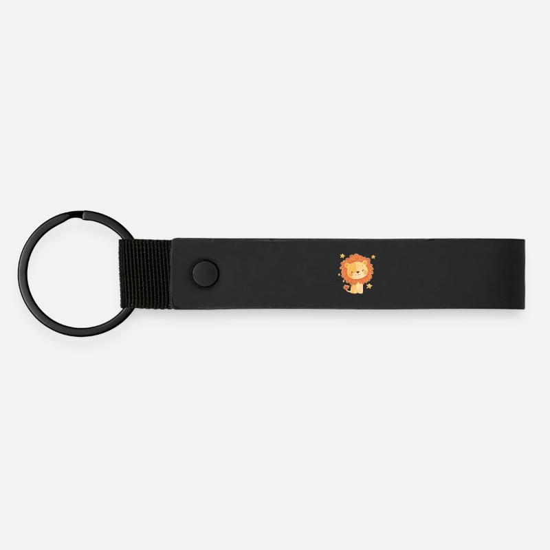 Leo with starry sky - Matte Pu Keyring - black