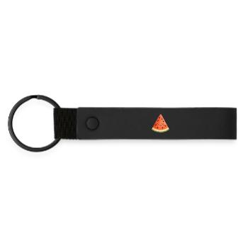 Kawaii Watermelon Fruit Summer Kids Melon Baby - Matte Pu Keyring - black - Front