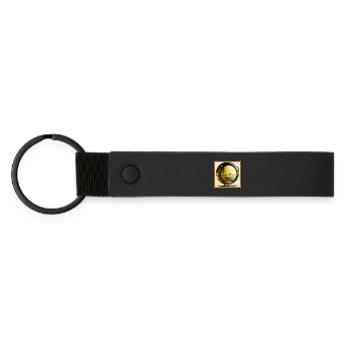Sphärenring surreale Mondwelt - Matte PU Schlüsselanhänger - Schwarz - Vorne