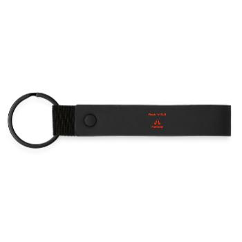 Rock 'n' Roll Forever – Burning Guitar, Rock Music - Matte Pu Keyring - black - Front