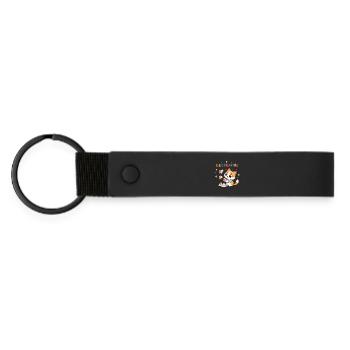 Creative Kitten and Paper Planes - Matte Pu Keyring - black - Front