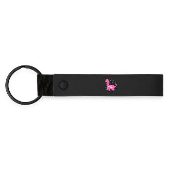 Nanasaurier-Pink-Dinosaurier-Oma-Familie - Matte PU Schlüsselanhänger - Schwarz - Vorne